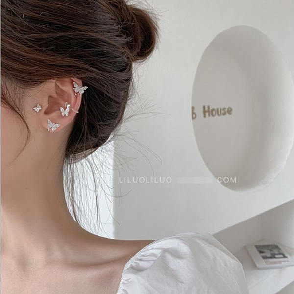 耳環 小蝴蝶耳環2020新款潮耳釘女耳夾仙氣森系超仙簡約無耳洞耳骨耳掛