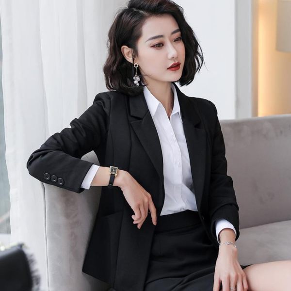 西裝外套黑色短款小西裝外套女春秋新款正裝工作服韓版長袖職業裝小西服夏 小天使