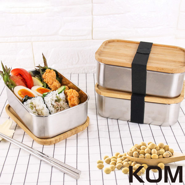 日式竹蓋便當盒環保健康。 304不鏽鋼,耐高溫,易清洗。 方便攜帶、野餐必備。