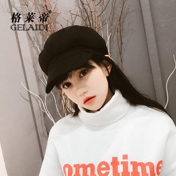 帽子女秋冬天新款百搭潮日系韓版英倫畫家報童帽八角帽毛呢貝雷帽 童趣潮品
