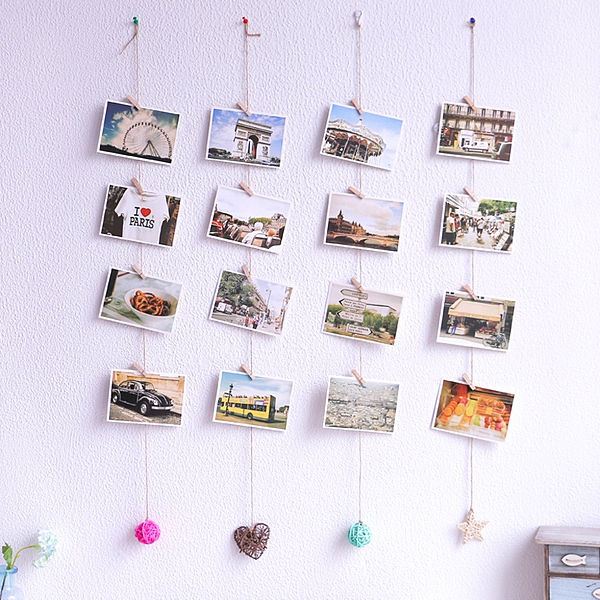 複古個性明信片牆面裝飾麻繩夾子藤球DIY店鋪家居壁飾掛飾照片牆─預購CH2111