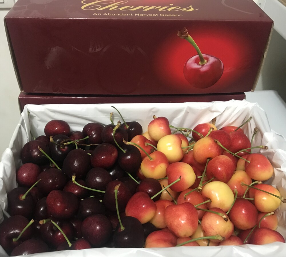 美國西北9R紅櫻桃1公斤+9R白櫻桃1公斤 共2公斤1盒裝