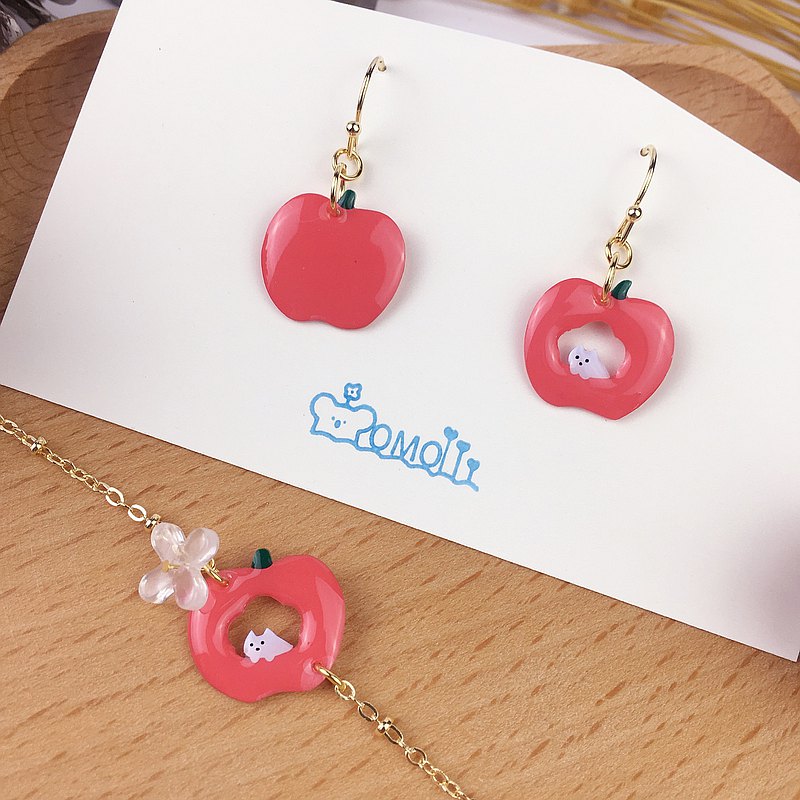 聖誕節禮盒套裝 平安果 紅蘋果 耳環與手鏈組合