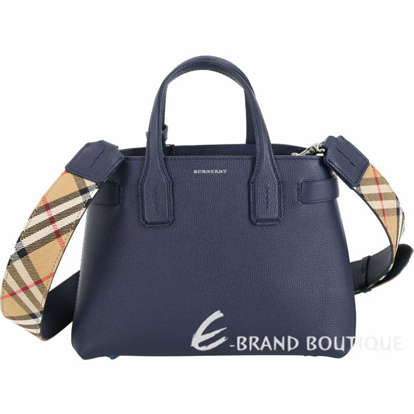 BURBERRY The Banner Vintage 小型格紋背帶兩用包(攝政藍) 1840463-34