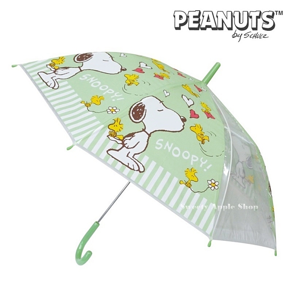 日本限定 SNOOPY 史努比&糊塗踏客 愛心條紋版 兒童 直立傘 / 雨傘