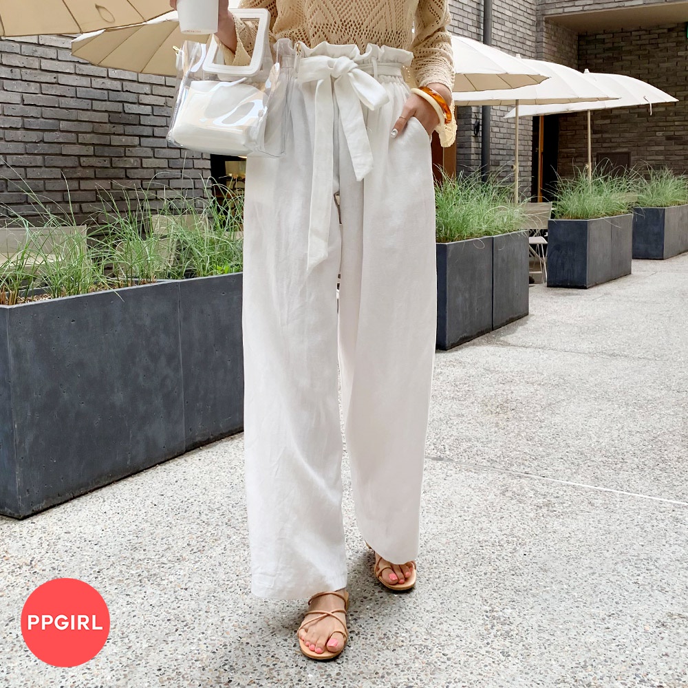 [PPGIRL官方旗艦店]花苞鬆緊高腰舒適寬褲