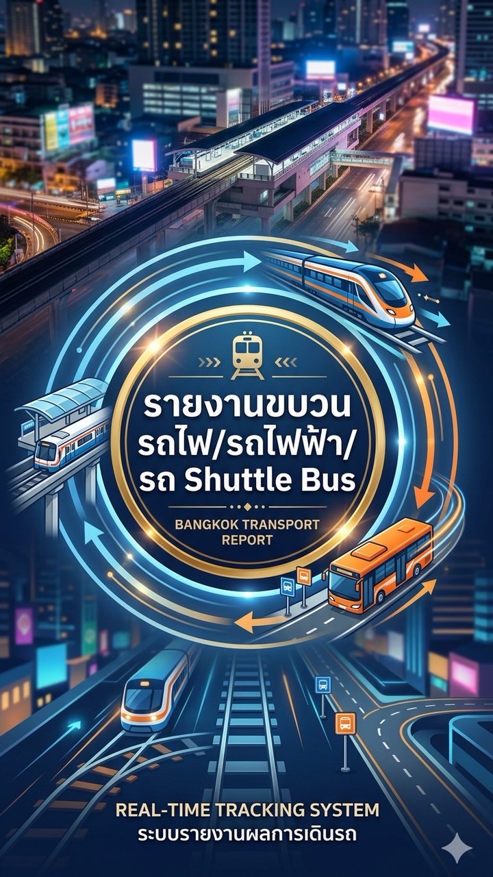 รายงานขบวนรถไฟ/รถไฟฟ้า/รถ Shuttle Bus