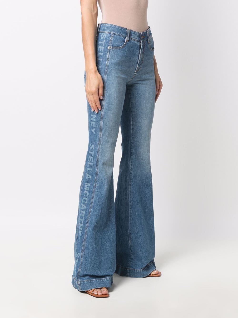 Stella McCartney Salt & Pepper Logo '70s flare-cut jeans