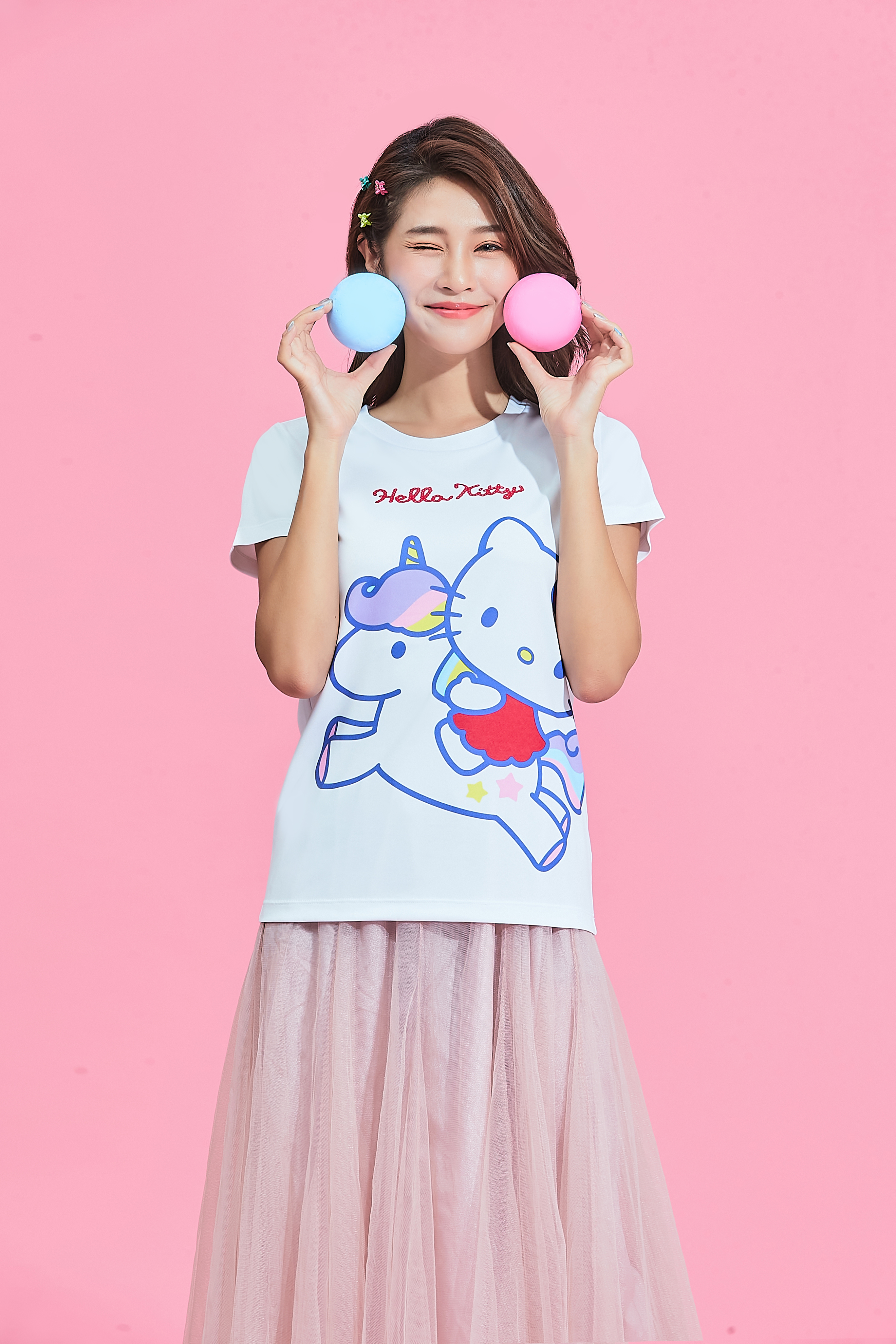 飛翔獨角獸 HelloKitty防曬排汗短版涼感衣(純淨白 女S-3XL)