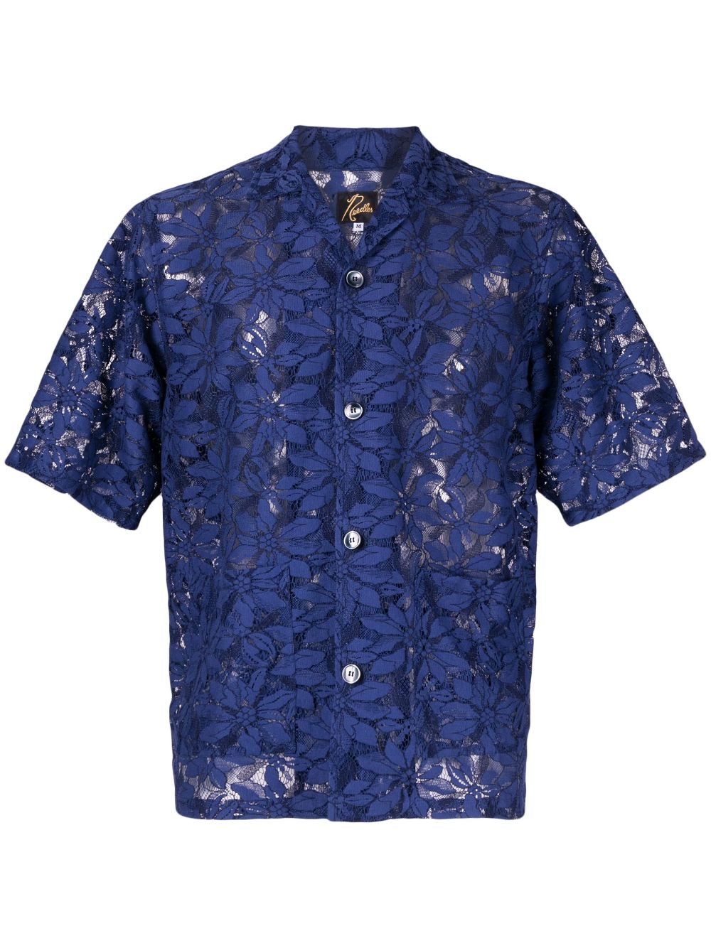 Needles - floral-lace button-up shirt - men - Cotton/Polyester/Rayon - M - Blue