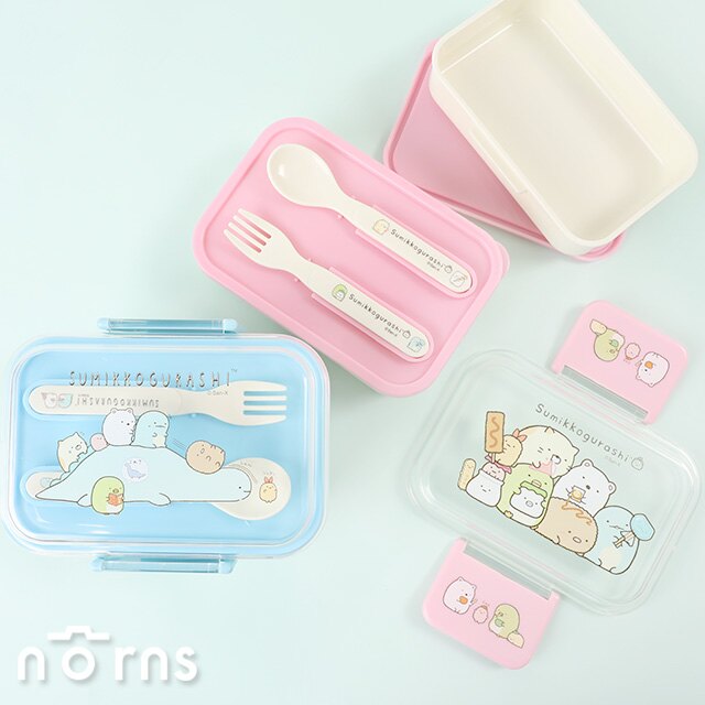 【角落生物雙層可微波便當盒餐具組】Norns 正版 分格餐盤 角落小夥伴 湯匙叉子保鮮盒 好窩生活節