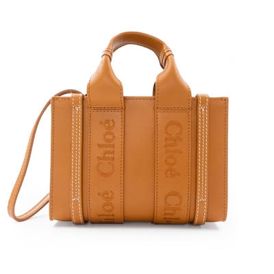 【CHLOE 蔻依】 CHLOE Woody 皮革手提/斜背迷你 托特包