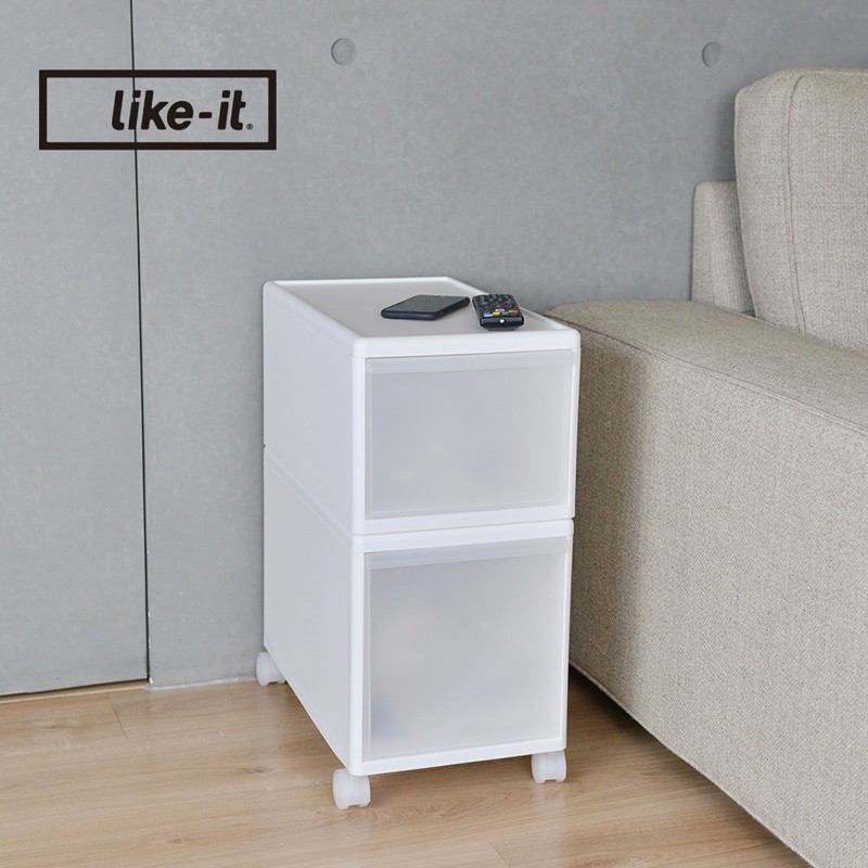 【日本like-it】UNI-COM自由疊砌抽屜附輪收納櫃(2入組)(1高1低)-寬25.5cm