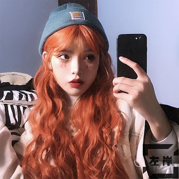 假發女長發泫雅臟橘色羊毛卷網紅泡面頭玉米燙可愛逼真自然全頭套