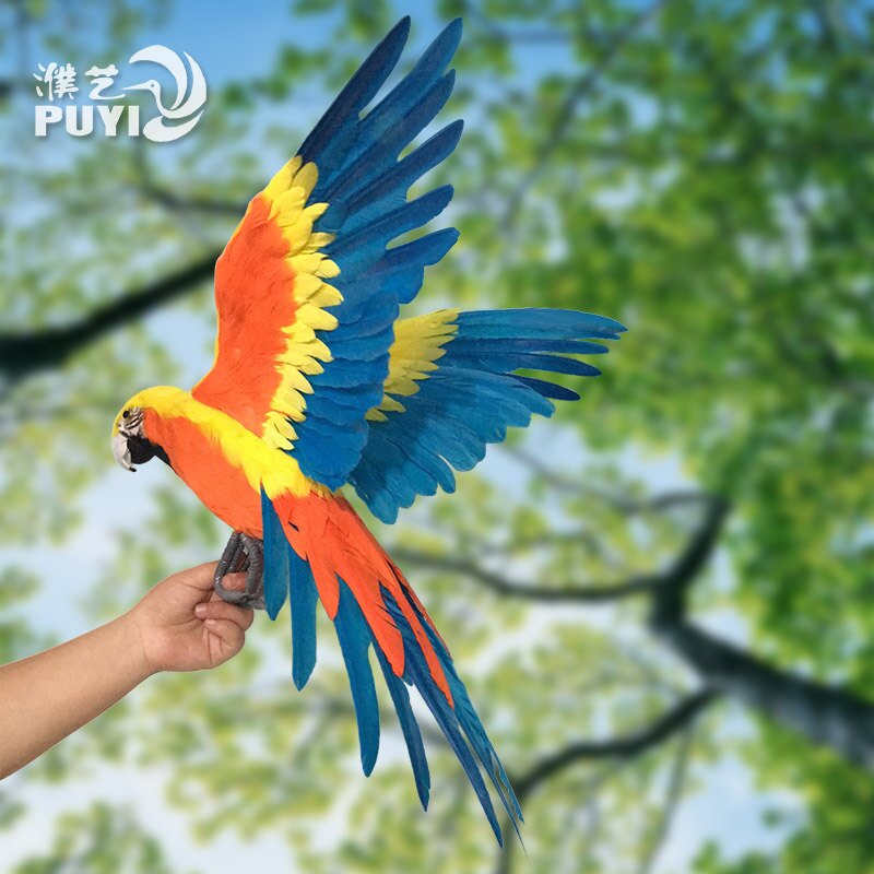 仿真動物模型羽毛擺件金剛鸚鵡裝飾攝影道具家居櫥窗客廳飾品