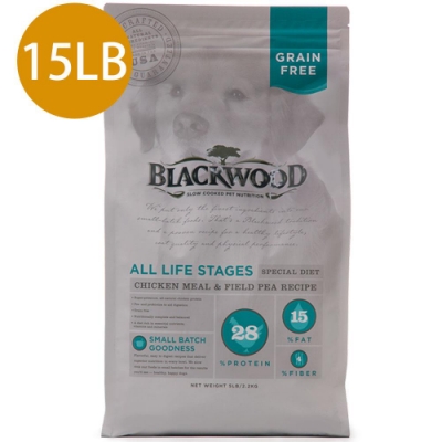 Blackwood柏萊富-無穀全齡低敏純淨配方(雞肉+豌豆)15LB