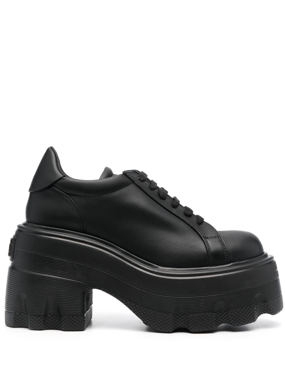Casadei - 110mm high-heel leather sneakers - women - Rubber/Calf Leather/Calf Leather - 37 - Black