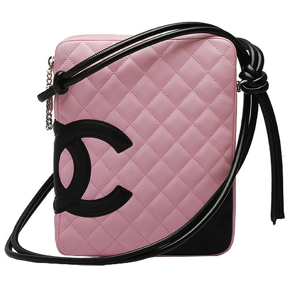 CHANEL 經典康朋系列雙C LOGO羊皮優雅側背包(芭比粉X黑)25178L-Pink-balck