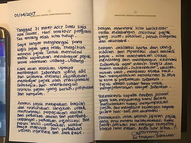 Lembaran Buku Harian Sri Mulyani Setelah Penutupan Tax Amnesty