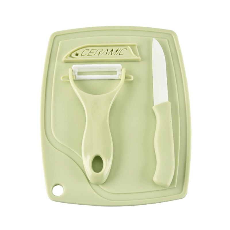 砧板＋水果刀＋削皮器三件套 不生鏽陶瓷刀具 戶外便攜切菜板 瓜果刨 案板 露營 野餐 刨刀【ZI0204】《約翰家庭百貨