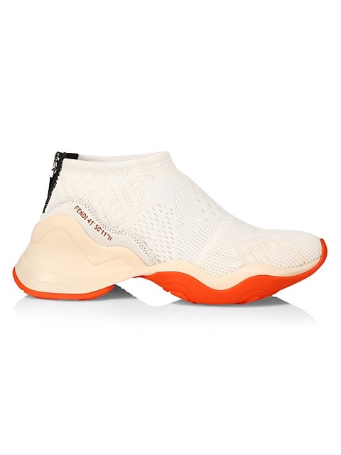 Lightweight neoprene mesh sneakers in a sock-style silhouette with a zipper at the heel.; Polyester/