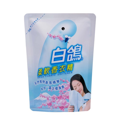 白鴿柔軟香衣精補充包-富士櫻清香1800g【愛買】