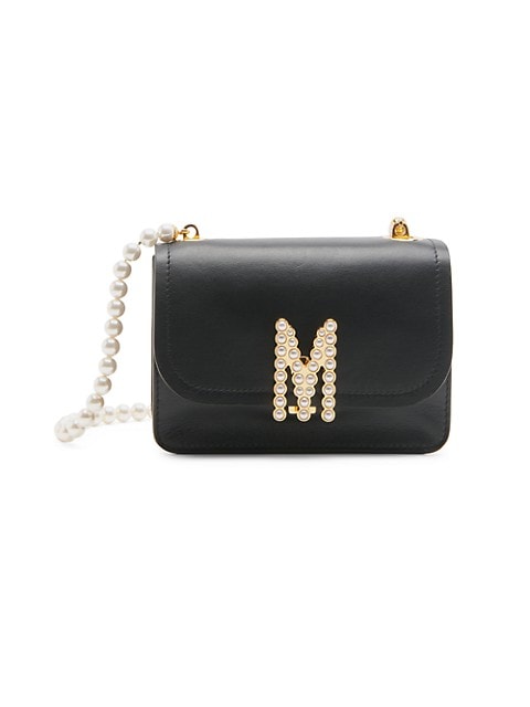 Mini M Logo Pearl-Embellished Shoulder Bag