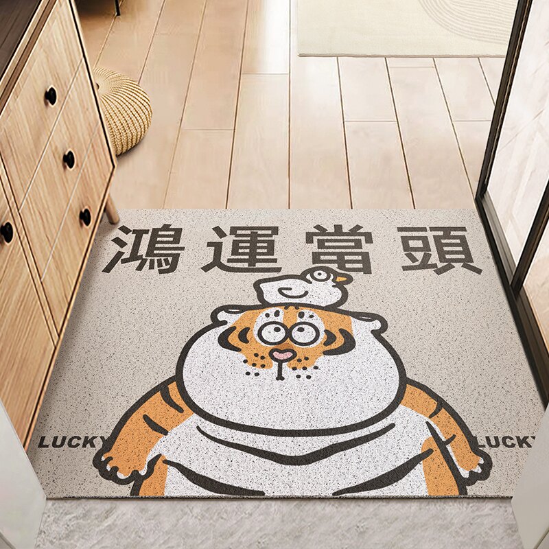 新春進門地墊 地毯地墊 暖藻 我不是胖虎 虎年家用門口紅色地墊入戶門墊絲圈防滑進門墊子『cyd13736』