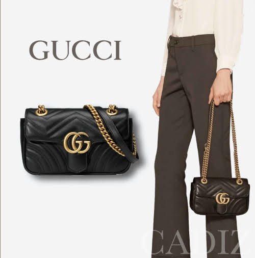 預購 義大利正品 GUCCI GG Marmont matelass mini bag 黑色金鍊雙G手提側肩背包446744