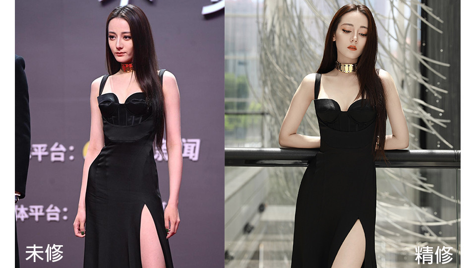 女星紅毯造型未修vs精修2：迪麗熱巴