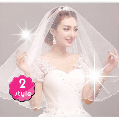 新娘頭紗.頭飾-毛線滾邊點珍珠 [46624]◇美容美髮美甲新秘專業材料◇