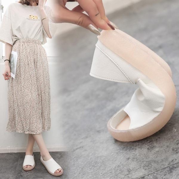 涼鞋 兩穿鞋女新款魚嘴平底鞋軟底媽媽涼鞋女孕婦鞋外穿拖鞋女 魔法鞋櫃 極有家