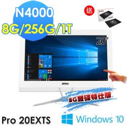 ◎N4000｜4GB|◎Intel SoC ｜256G SSD|◎UMA ｜WIN10商品名稱:msi微星PRO20EXTS8GL-059TW20吋觸控液晶電腦(N4000/8G/256G+1T/WI