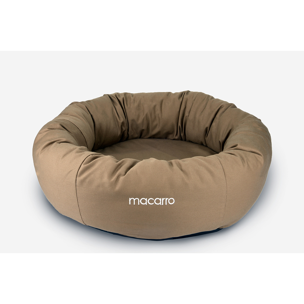 【macarro】甜甜圈圓型寵物乳膠床 純棉-焙茶棕