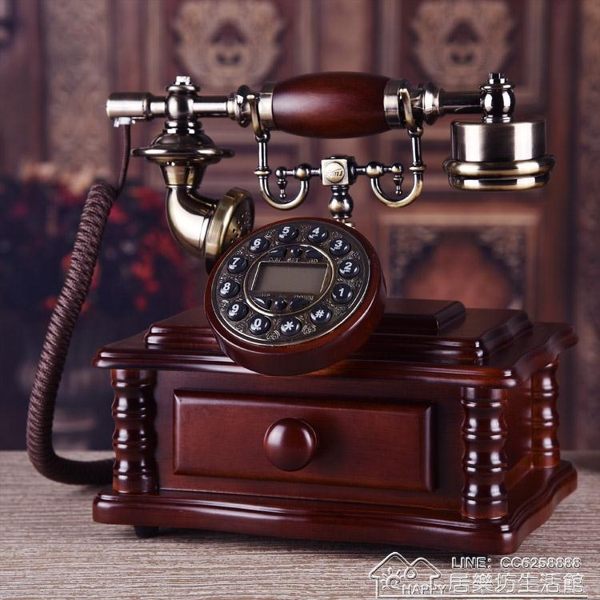 高檔實木電話仿古電話機電話機時尚古董家用辦公座機 居樂坊生活館YYJ