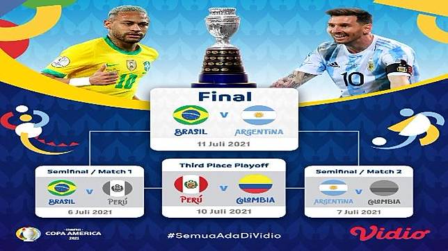 Siap Grak Jadwal Copa America 2021 Penentuan Juara 3 Kolombia Vs Peru Final Juara 1 Brasil