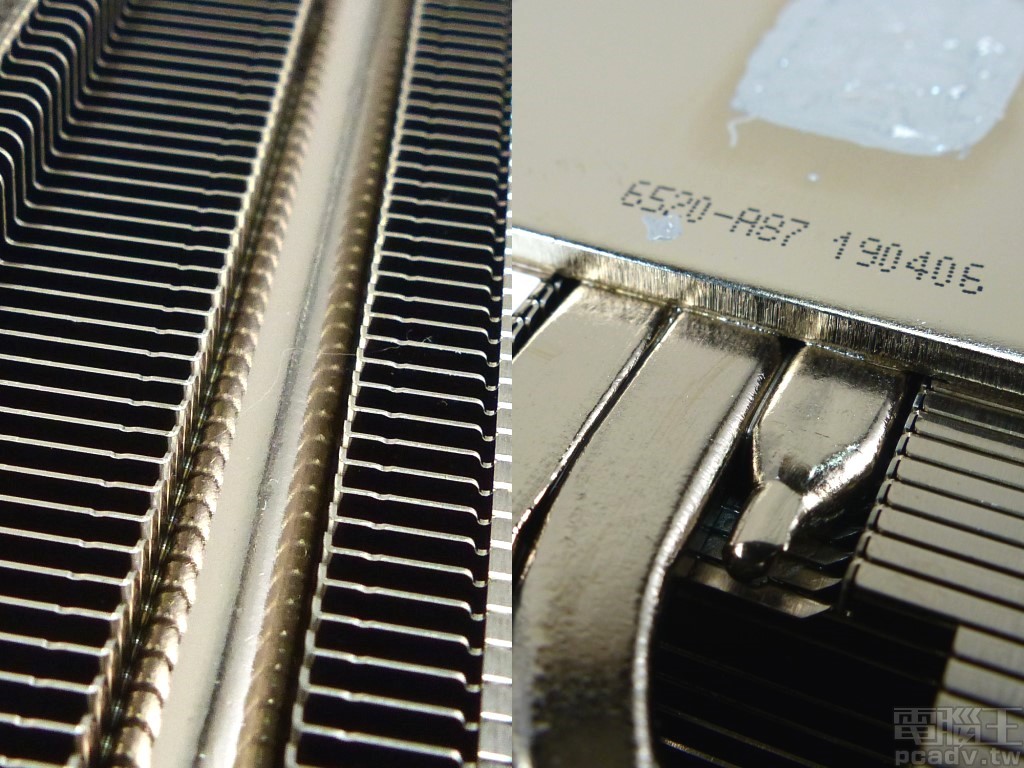 熱導管與散熱鰭片、底座焊接品質屬於前段班，既沒有空焊更沒有多餘的焊錫流竄
