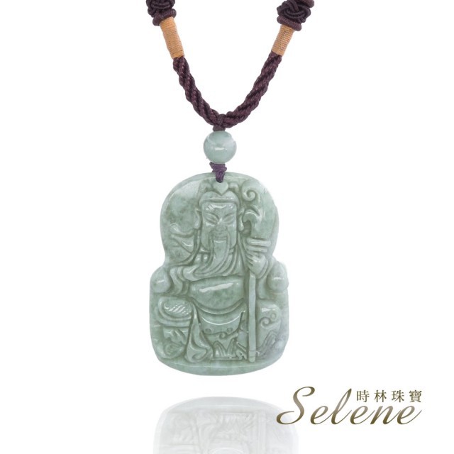 【Selene】珍藏豆青種翡翠關公墜(A貨翡翠)