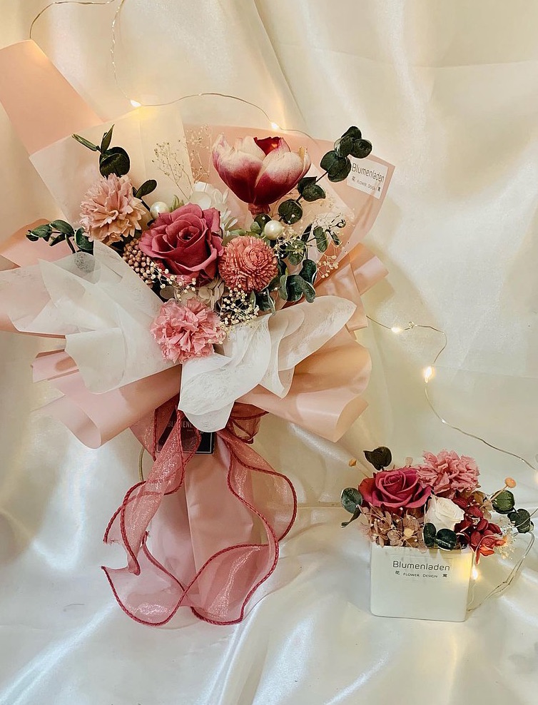 寓 母親節粉愛紫愛媽咪系列 永生花花束