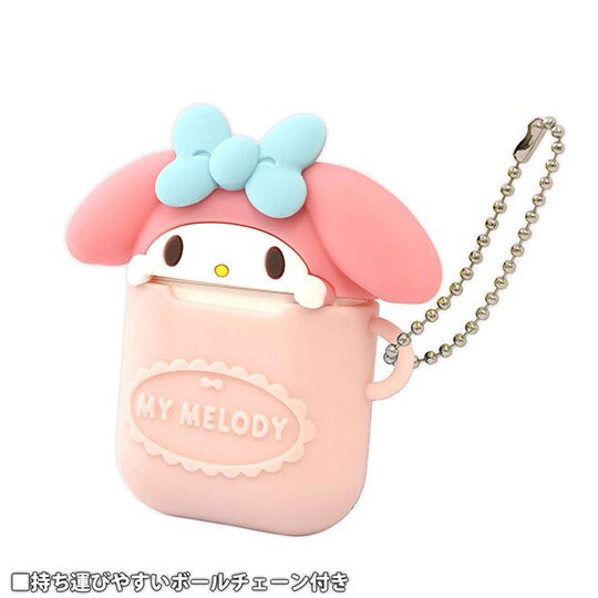 〔小禮堂〕美樂蒂 Airpods 造型矽膠藍牙耳機盒保護套《粉白》Apple Airpods矽膠套