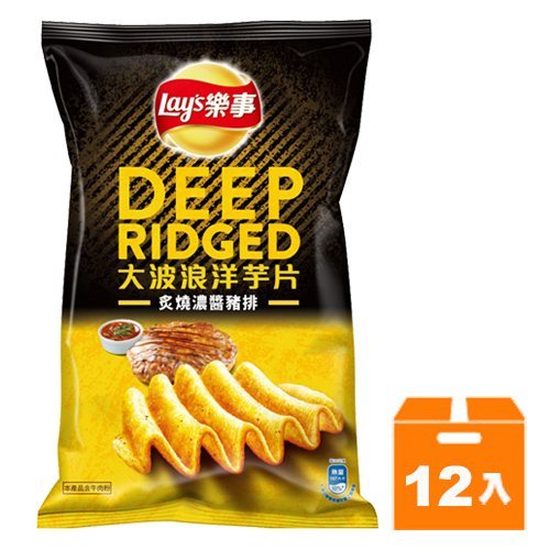 Lay＇s樂事 大波浪洋芋片 炙燒濃醬豬排(大) 70g (12入)/箱