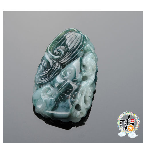 招财貔貅{緬甸飄花翠綠翡翠} 【十方佛教文物】