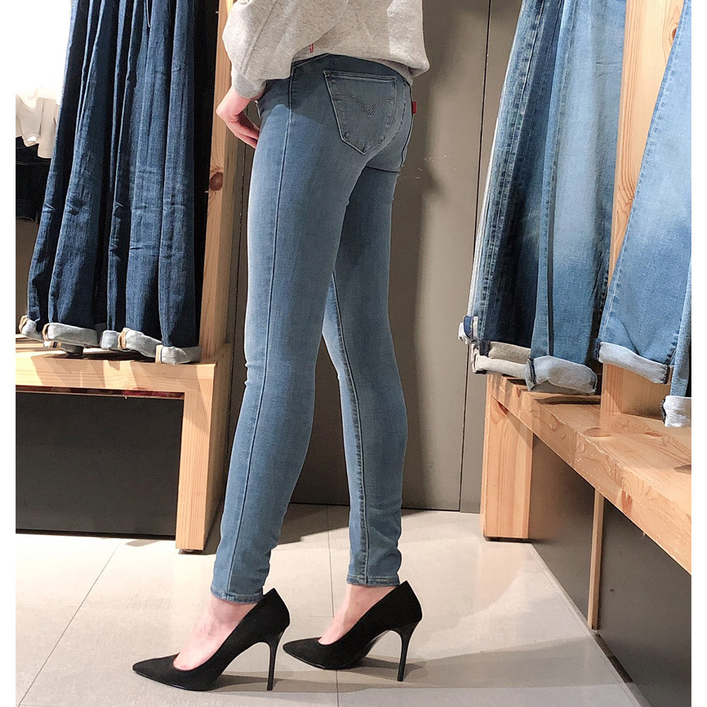 貨號：36266-0031女款 revel 中腰緊身提臀牛仔褲 超彈力塑形布料 lyocel天絲棉 中藍刷白