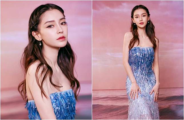 Angelababy露溝美當人魚 瘦到網驚：衣服快掉下來了