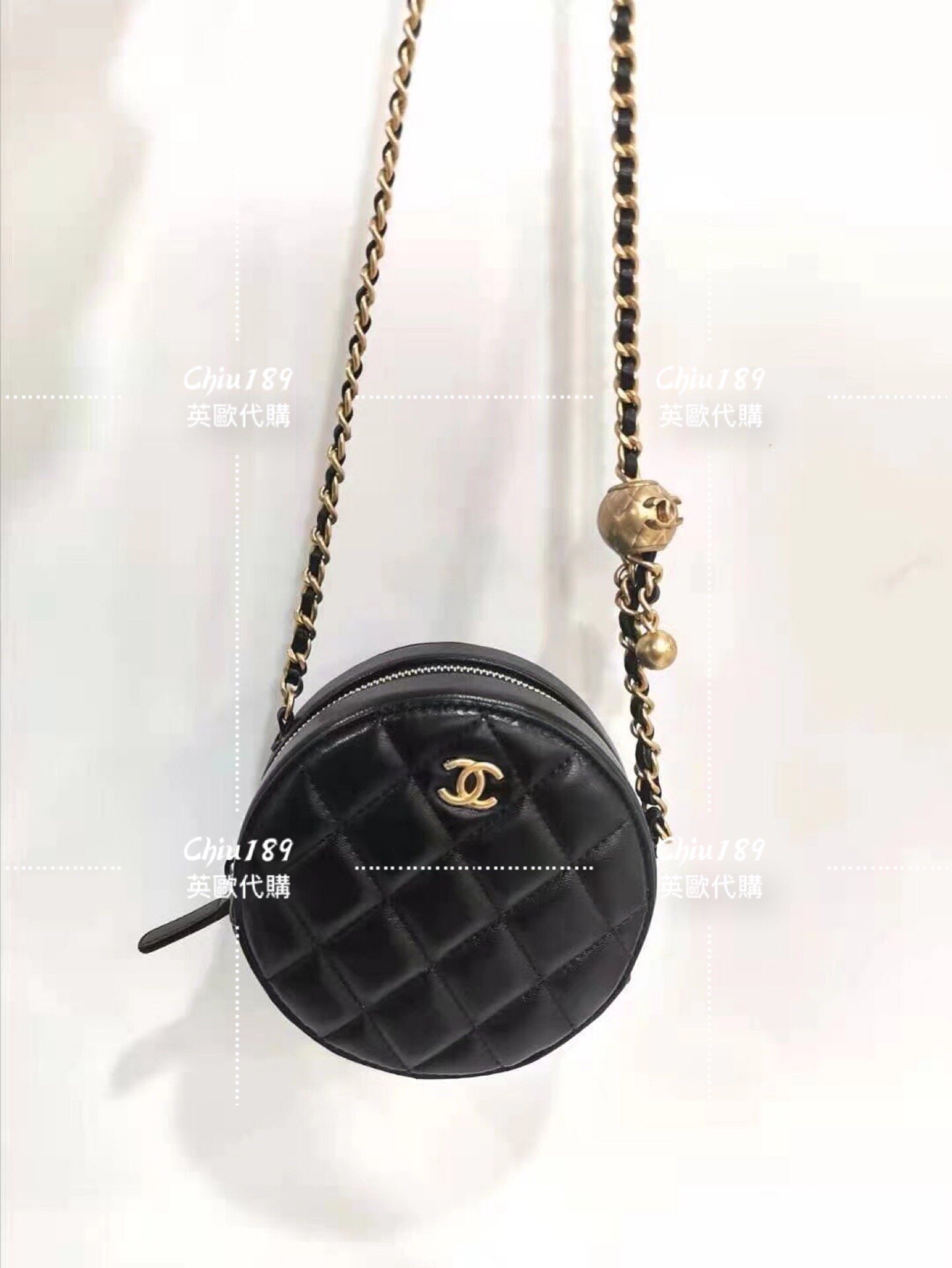 【Chiu189英歐代購】 CHANEL 香奈兒 金球 羊皮 圓餅包
