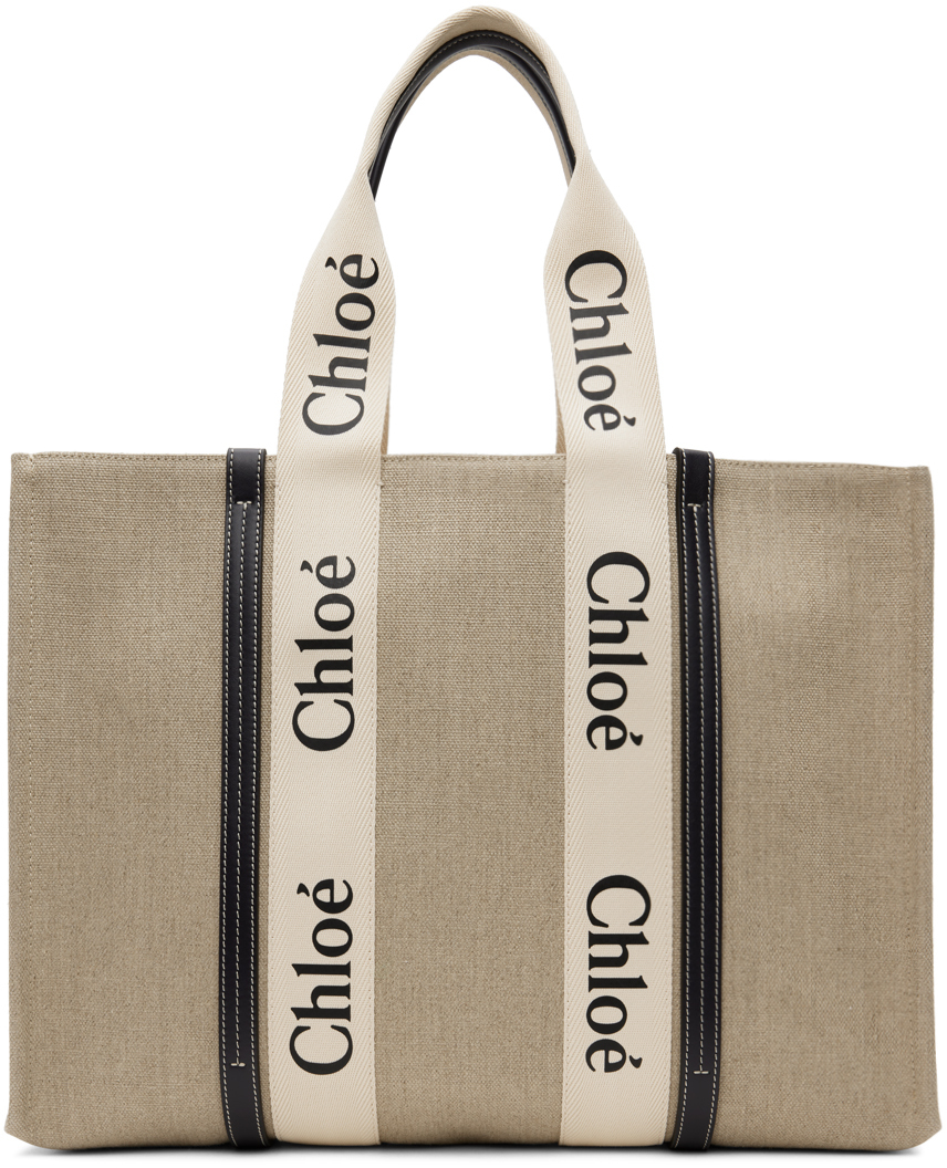 Chloé 米色大号 Woody 托特包