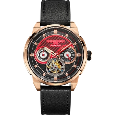 原廠公司貨 無限系列 陀飛輪工藝，48小時動力儲力 後底蓋則完美呈現陀飛輪機芯工藝 料號：GFCP003