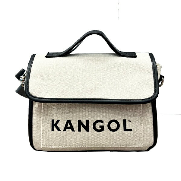 KANGOL 英國袋鼠 隨身包 小方包 側背包 帆布 掀蓋 米白色【6225171101】