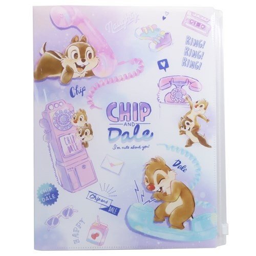 【真愛日本】4935124514484 對開A4文件夾-奇蒂電話GAD 奇奇蒂蒂 花栗鼠 松鼠 迪士尼 文件夾 資料夾 紙張收納 收納夾 文具 辦公室小物