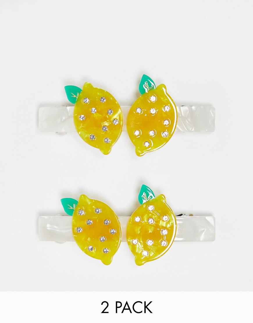 Glamorous lemon hair clip 2 pack-Multi